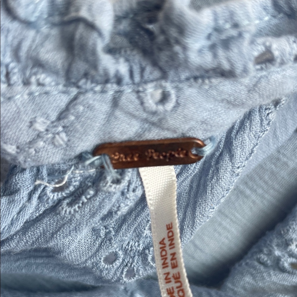 Free People Light Blue Eyelet Blouse Size S/P - Picture 2 of 7